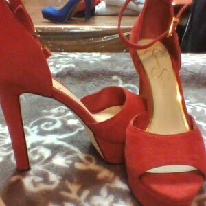 Jessica Simpson Red Suede Heels Size 8M